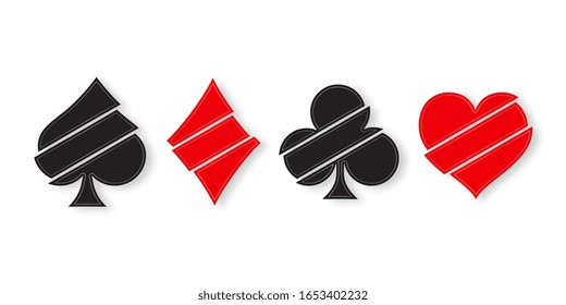 Suit deck of playing cards on white background. Vector illustration.	
