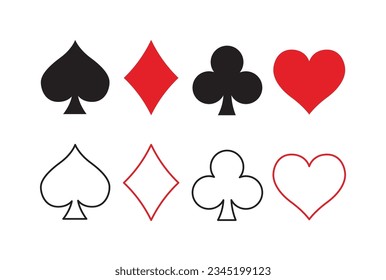 Baraja de juego de cartas sobre fondo blanco. Ilustración vectorial.