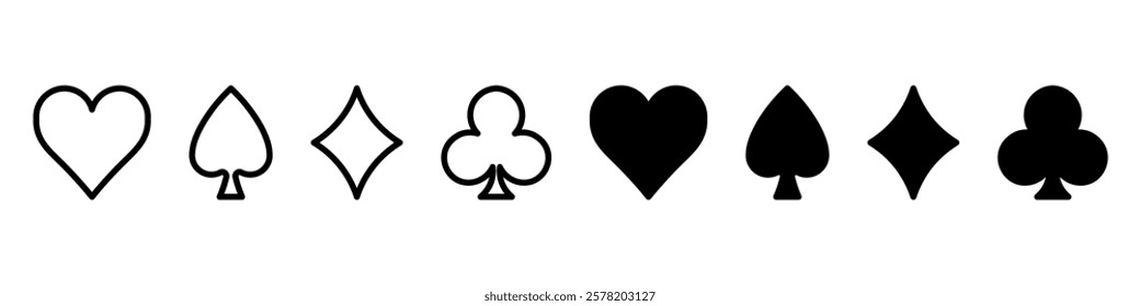 Suit deck of playing cards on white background. Vector illustration