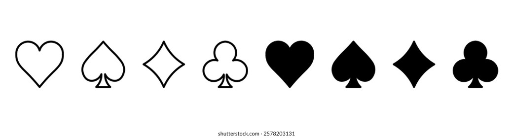 Suit deck of playing cards on white background. Vector illustration