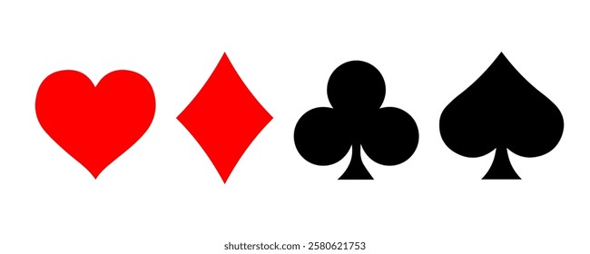 Suit deck of playing cards on white background. 