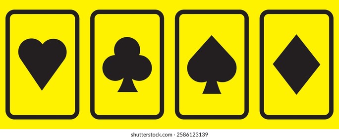 Suit deck of playing cards on white background. Vector icon set. Cards symbols. Diamodns, hearts, clubs, spades symbol or sign set.