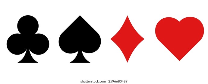 Suit deck of playing cards on transparent background. Vector illustration.