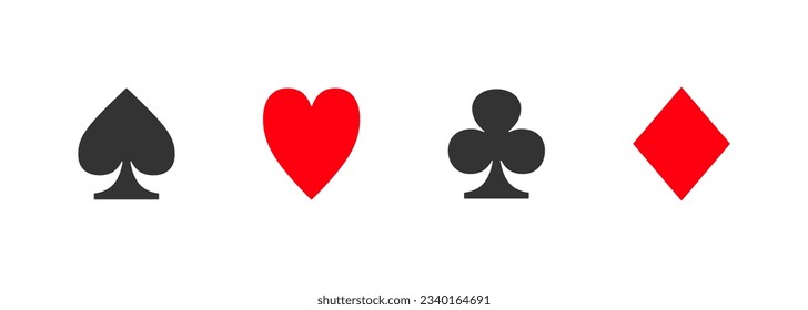 Suit deck playing cards. Set poker and casino icon. Vector isolated illustration