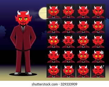 Suit Devil Cartoon Emotion faces Vector Illustration