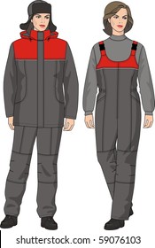 The suit the female warmed consists of a jacket, trousers and a cap