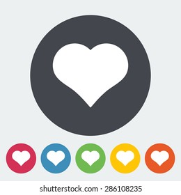 Suit of heart. Single flat icon on the circle button. Vector illustration.