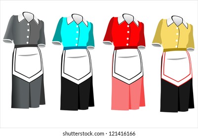 The suit of the housemaid consists of a dress and an apron.