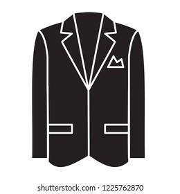 suit human uniform vector icon, modern concept, glyph style, black and white color