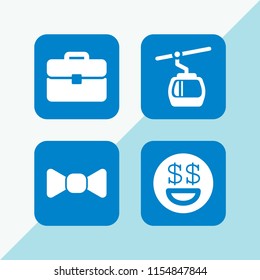 suit icon. 4 suit set with rich, bow tie, cabin and briefcase vector icons for web and mobile app