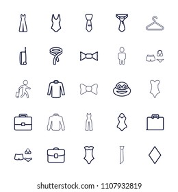 Suit icon. collection of 25 suit outline icons such as diamonds, sweater, swimsuit, bow tie, tie, jumpsuit, ninja, case. editable suit icons for web and mobile.