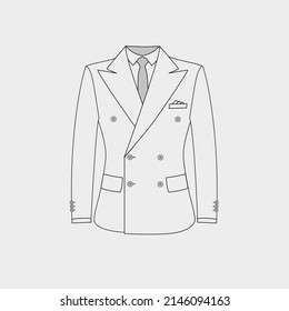 Suit icon isolated on white background. Sketch. Vector illustration