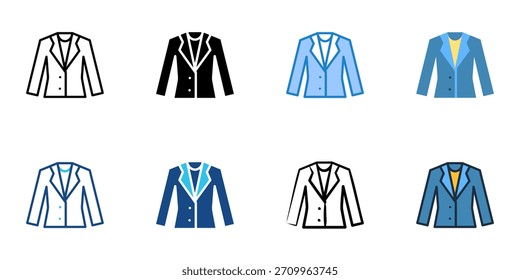 Suit icon set multiple style vector collection. Editable Stroke 
