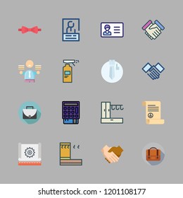 suit icon set. vector set about briefcase, id card, hanger and configuration icons set.