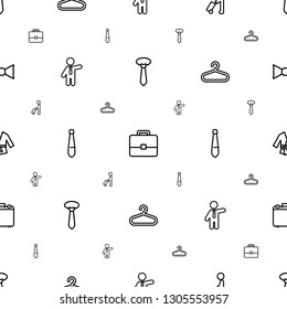 suit icons pattern seamless white background. Included editable outline tie, case, man with luggage, businessman, hanger, kimono, bow tie icons. suit icons for web and mobile.