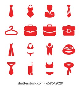 Suit icons set. set of 16 suit filled icons such as hanger, tie, jumpsuit, case, ninja, businessman, swimsuit, suitcase, man