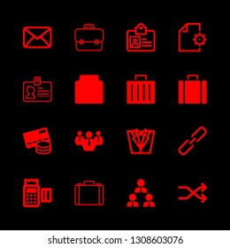 suit icons set with briefcase, email closed outlined back envelope interface symbol and tuxedo vector set