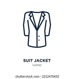 Suit Jacket  Icon From Clothes Collection. Thin Linear Suit Jacket , Jacket, Suit Outline Icon Isolated On White Background. Line Vector Suit Jacket  Sign, Symbol For Web And Mobile