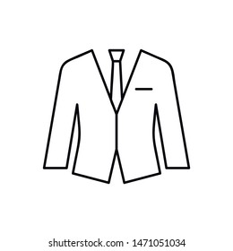 Suit jacket line icon. Symbol of Intelligent Thin Line Image Pack. Stroke Pictogram Graphic for Web Design. Quality Outline Vector Symbol Concept Collection. Premium Mono