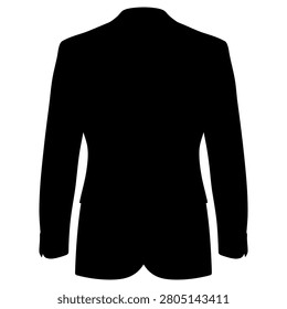 Suit jacket silhouette isolated on a white background representing formal male business attire clothing fashion icon design element with sharp edges and clean lines for professional corporate branding graphic projects