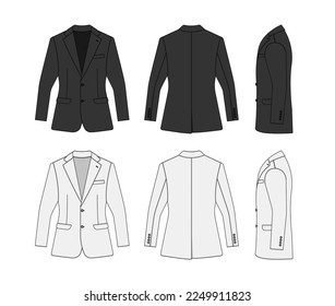 Suit  jacket vector template illustration set ( with side view)