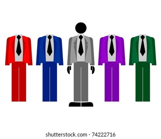 Suit jackets of different colors