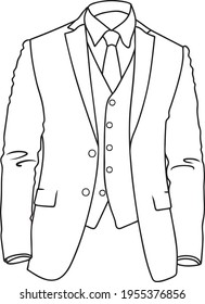 Suit line vector illustration isolated on white background.