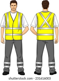 The suit for the man consists of an alarm vest and trousers