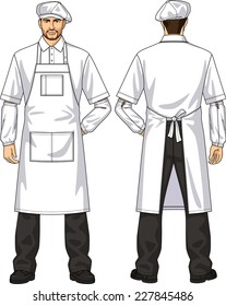 The suit for the man consists of an apron and a beret