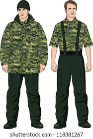 The suit for the man consists of a jacket and trousers