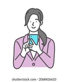 Hombre de traje que opera un smartphone