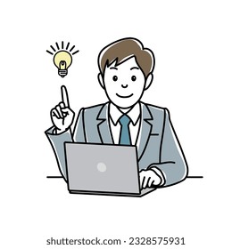 A suit man who flashed in front of the computer,Vector Illustration