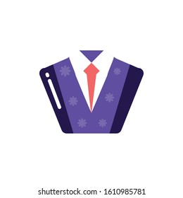 Suit with necktie design, Cloth fashion style wear store shop retail fabric and made theme Vector illustration