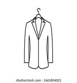 Suit on hanger icon. Jacket symbol modern, simple, vector, icon for website design, mobile app, ui. Vector Illustration