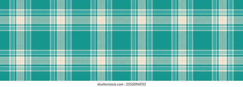 Suit plaid vector tartan, present seamless fabric pattern. Graphical textile check texture background in teal and light colors palette.