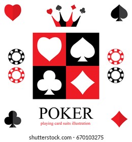 Suit Of Playing Cards. Card Suit Icon. Poker Logo.
Vector Illustration Symbols Isolated On White Background.