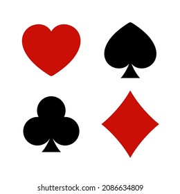 Suit of playing cards. Flat vector Casino Icons isolated on white background