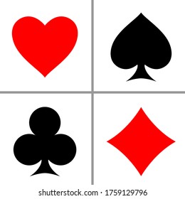 Suit playing cards isolated on white background. Vector illustration