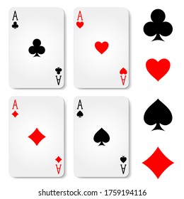 Suit playing cards isolated on white background. Vector illustration