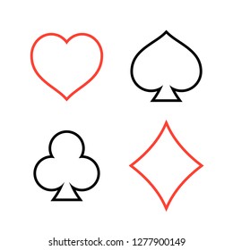 Suit of playing cards, linear design. isolated on white background