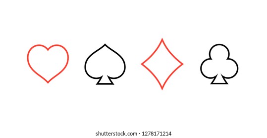 Suit of playing cards, linear design. isolated on white background