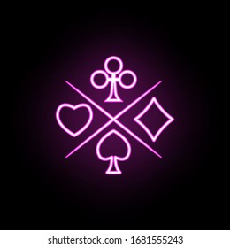 Suit of playing cards neon icon. Simple thin line, outline vector of casino icons for ui and ux, website or mobile application