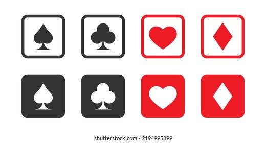 Suit of playing cards. Set of playing card symbols. Vector illustration.