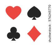 Suit of playing cards. Vector illustration symbols isolated on white background