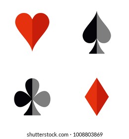Suit of playing cards. Vector illustration symbols isolated on white background