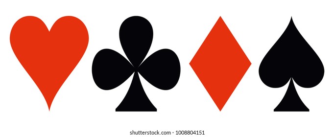 Suit of playing cards. Vector illustration symbols isolated on white background