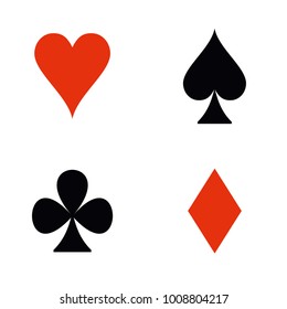 Suit of playing cards. Vector illustration red and black symbols isolated on white background