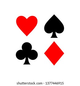 Suit of playing cards. Vector illustration symbols isolated on white background