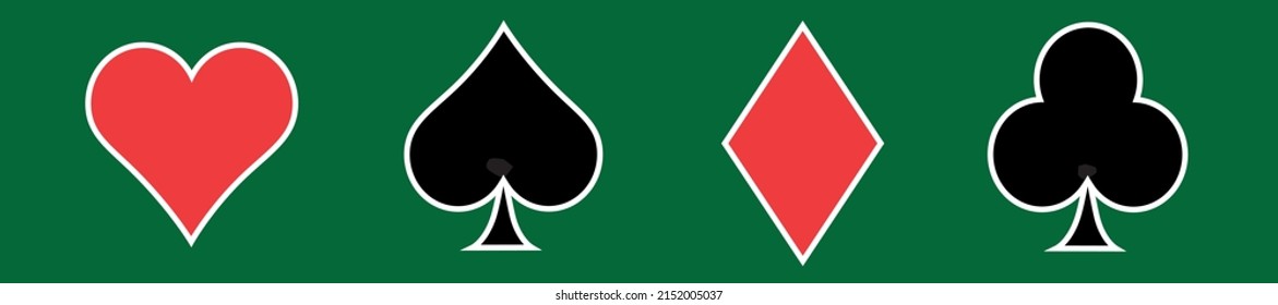 Suit of playing cards. Vector illustration symbols isolated on white background