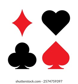 Suit of playing cards. Vector illustration symbols isolated on white background. Playing card suits isolated on white background. Spade, diamond, heart and club